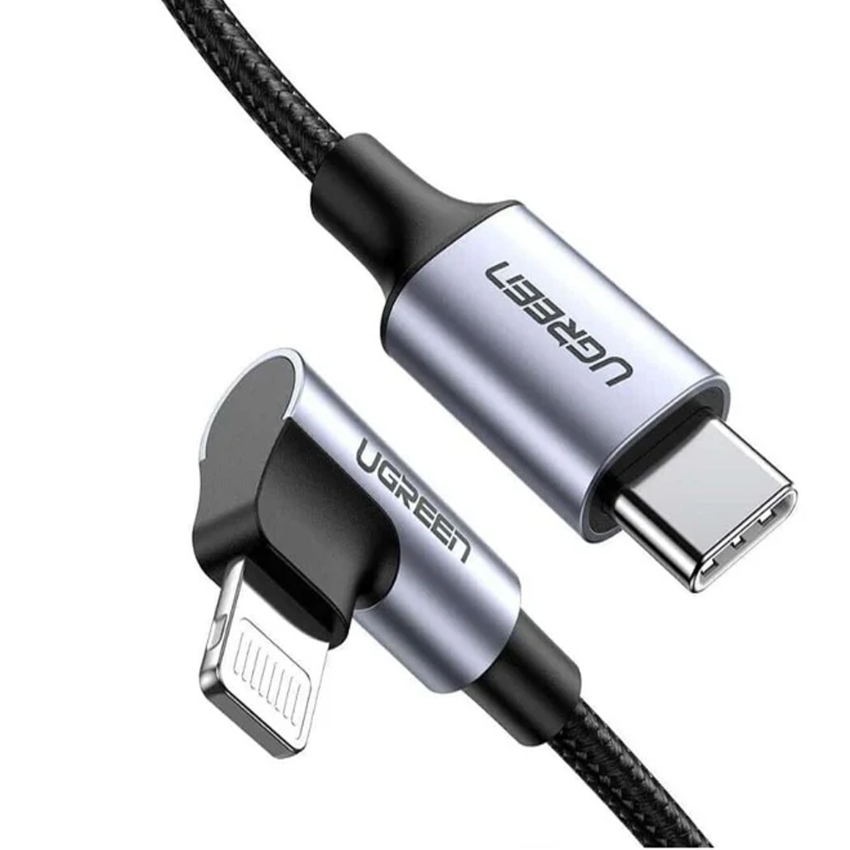 CABLE USB-C A LIGHTNING 90 GRADOS UGREEN 1M 3A US305 - GRIS - 1