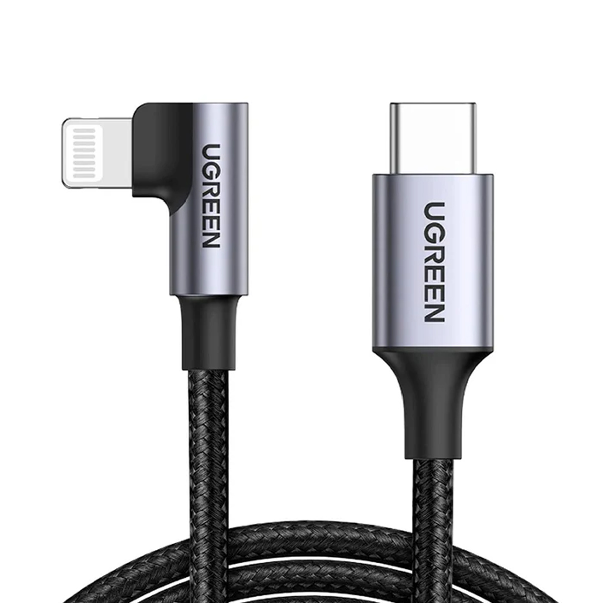 CABLE USB-C A LIGHTNING 90 GRADOS UGREEN 1M 3A US305 - GRIS - 2