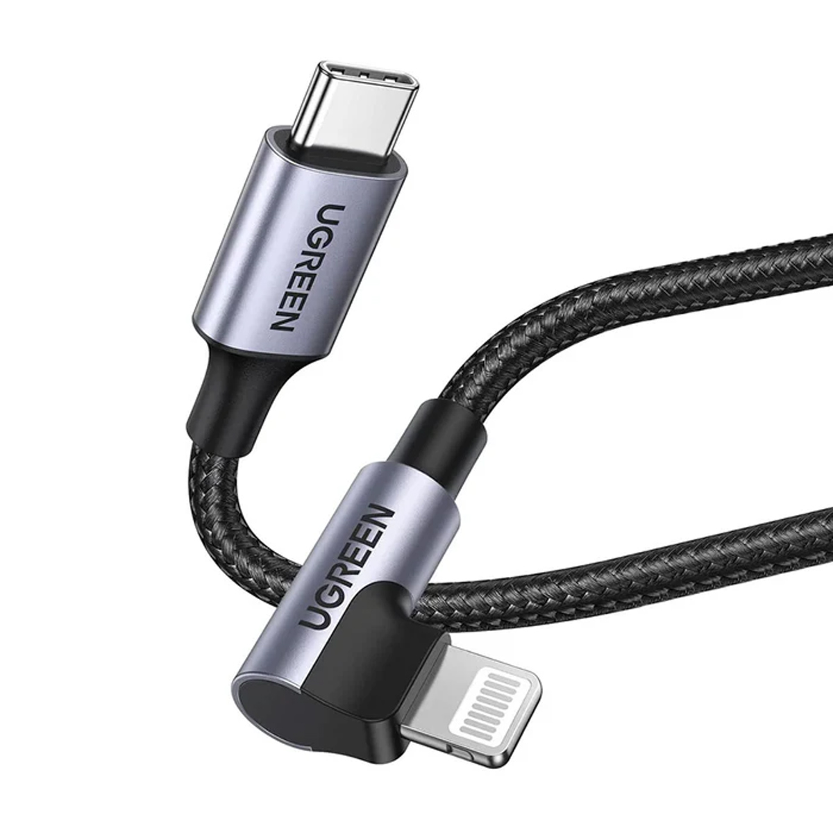 CABLE USB-C A LIGHTNING 90 GRADOS UGREEN 1M 3A US305 - GRIS - 3
