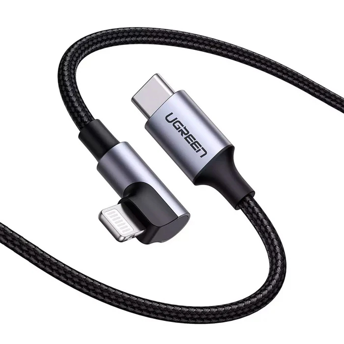 CABLE USB-C A LIGHTNING 90 GRADOS UGREEN 1M 3A US305 - GRIS - 4