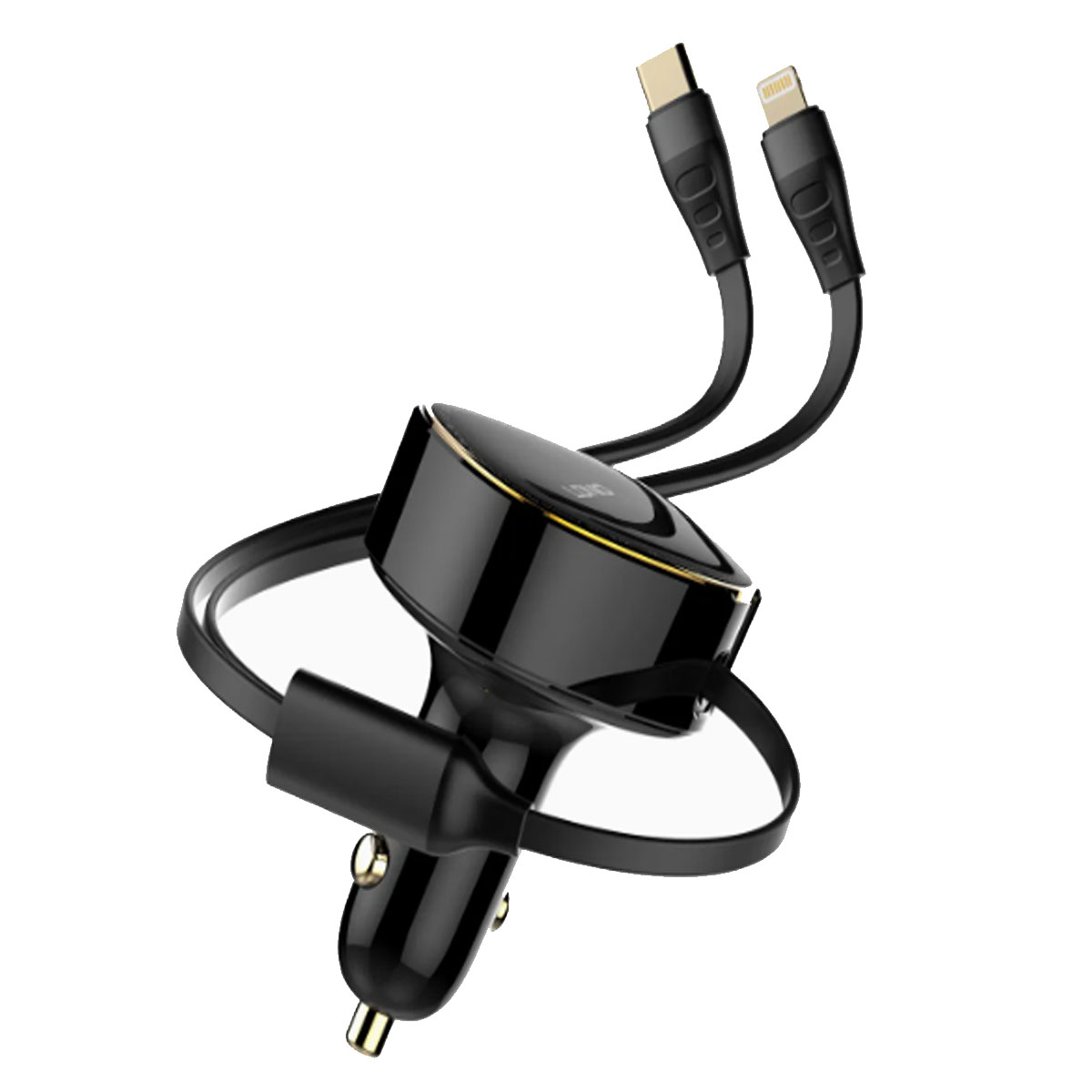 CARGADOR DE AUTO 30W LDNIO C107 CON CABLE RETRÁCTIL LIGHTNING Y TIPO-C - 2