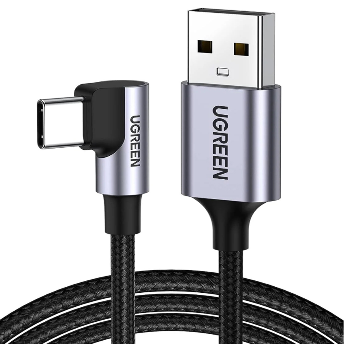 CABLE UGREEN US284 USB-C ANGULO DE 90° 18W CARGA RÁPIDA 3A (1M) - 1