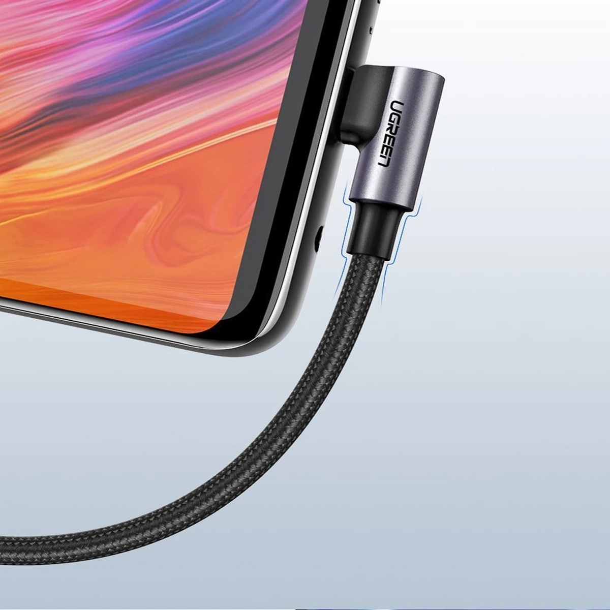 CABLE UGREEN US284 USB-C ANGULO DE 90° 18W CARGA RÁPIDA 3A (1M) - 6