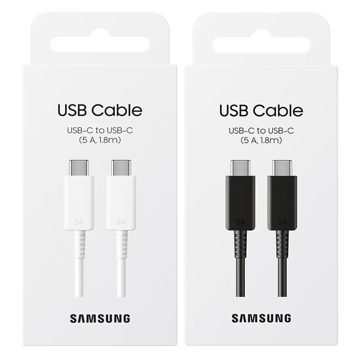 PACK 2 CABLES SAMSUNG TIPO C A C 5A 180CM BLANCO Y NEGRO - 1