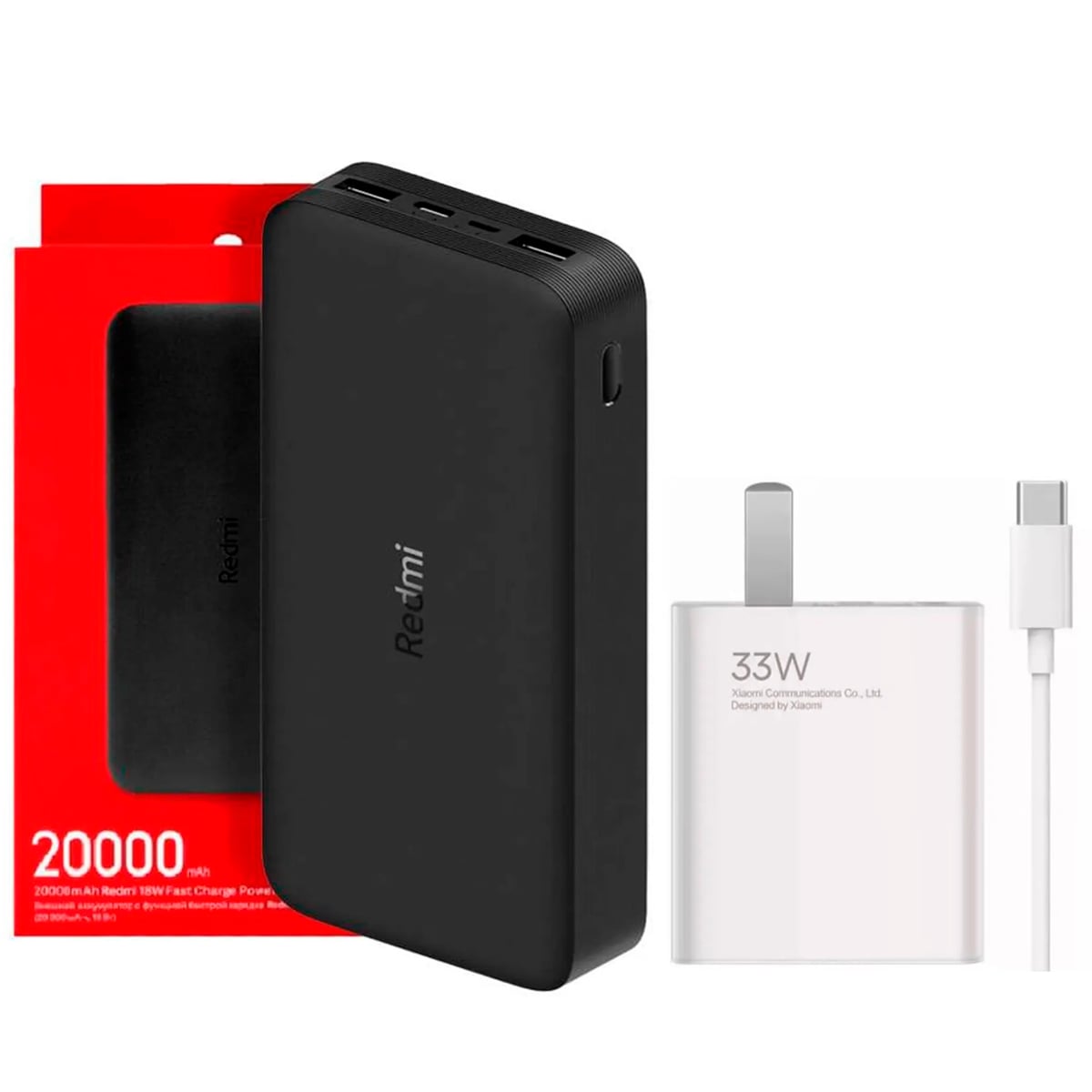 XIAOMI POWER BANK 20000 MAH 18W + CARGADOR XIAOMI 33W - 1