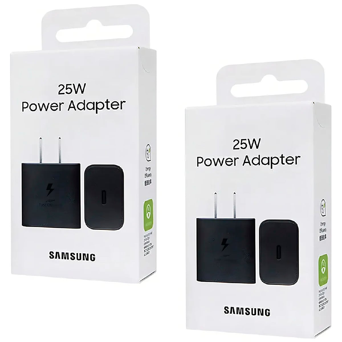 PACK X2 CARGADOR DE PARED 25W GAN SIN CABLE NEGRO - 1