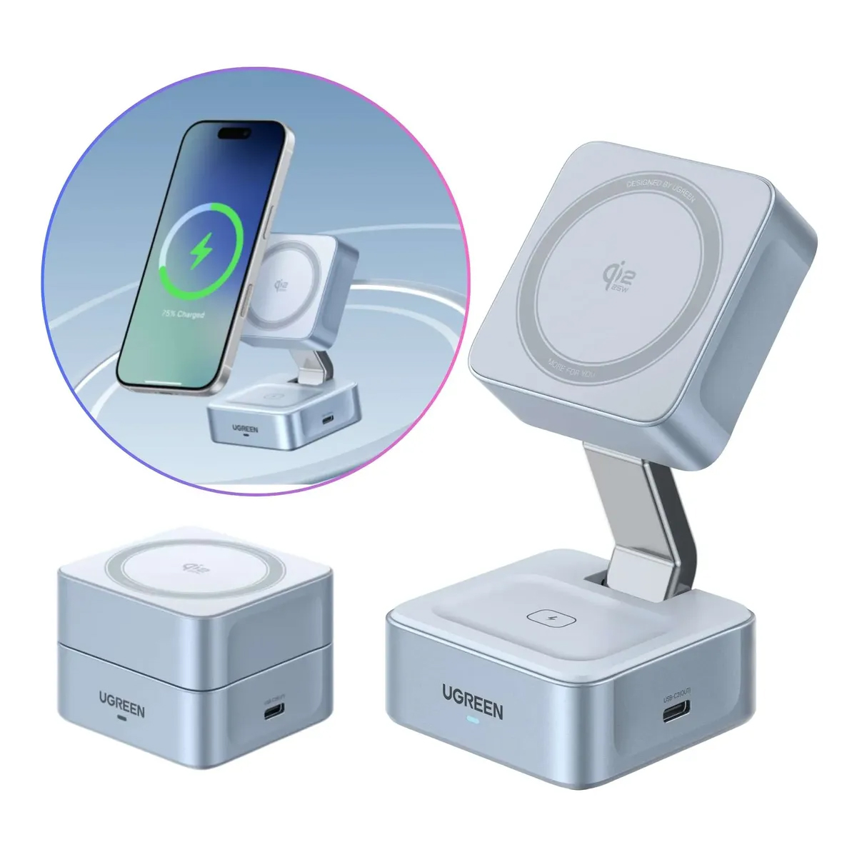 CARGADOR UGREEN W752 MAGFLOW 25W QI2 MAGSAFE INALÁMBRICO MAGNÉTICO - 1