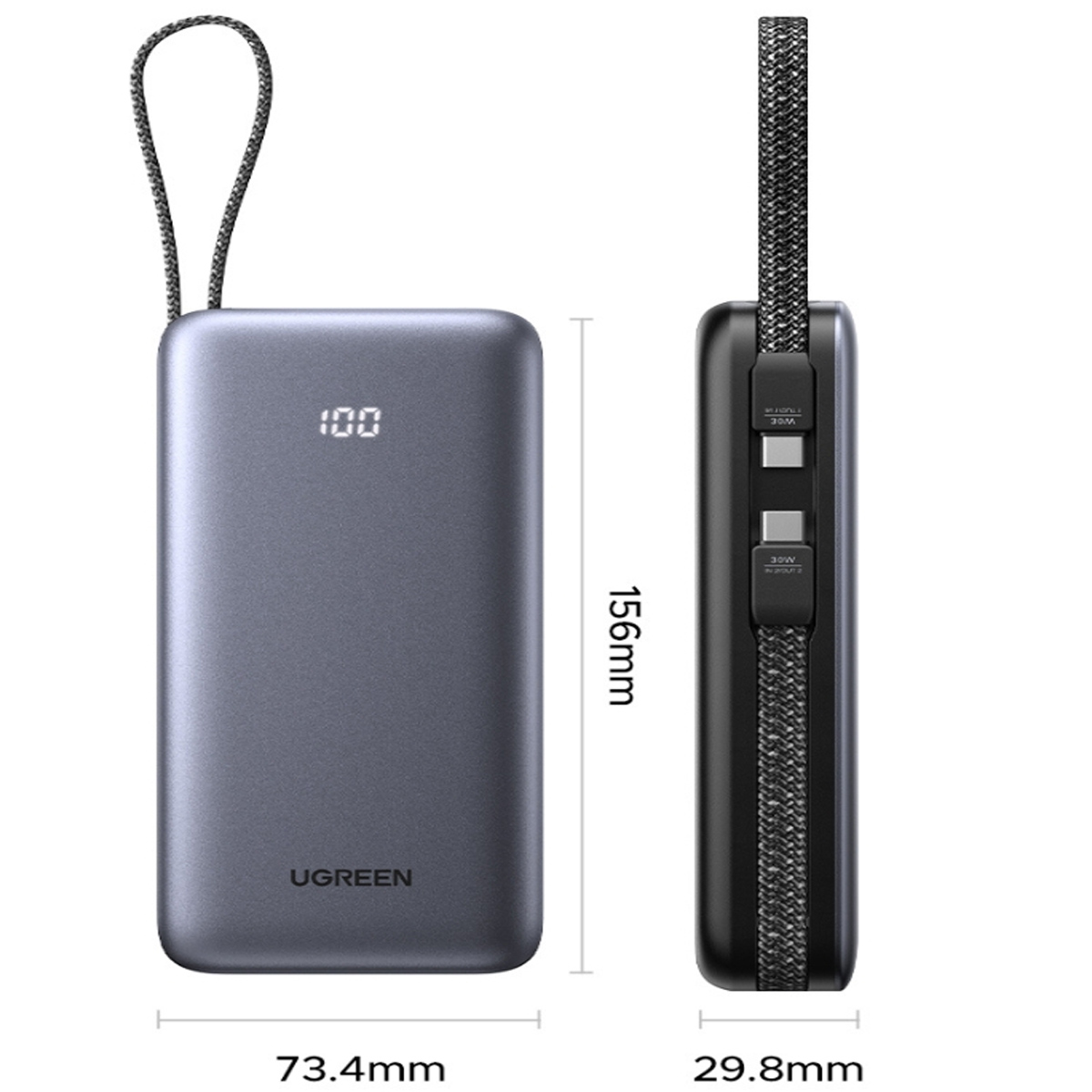 POWER BANK 20000MAH PD 30W UGREEN PB528 55985B 2 PORTS - 4