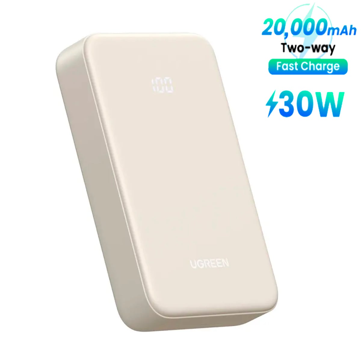 POWER BANK UGREEN PB531 20000 MAH CARGA RÁPIDA BIDIRECCIONAL DE 30W BEIGE - 2