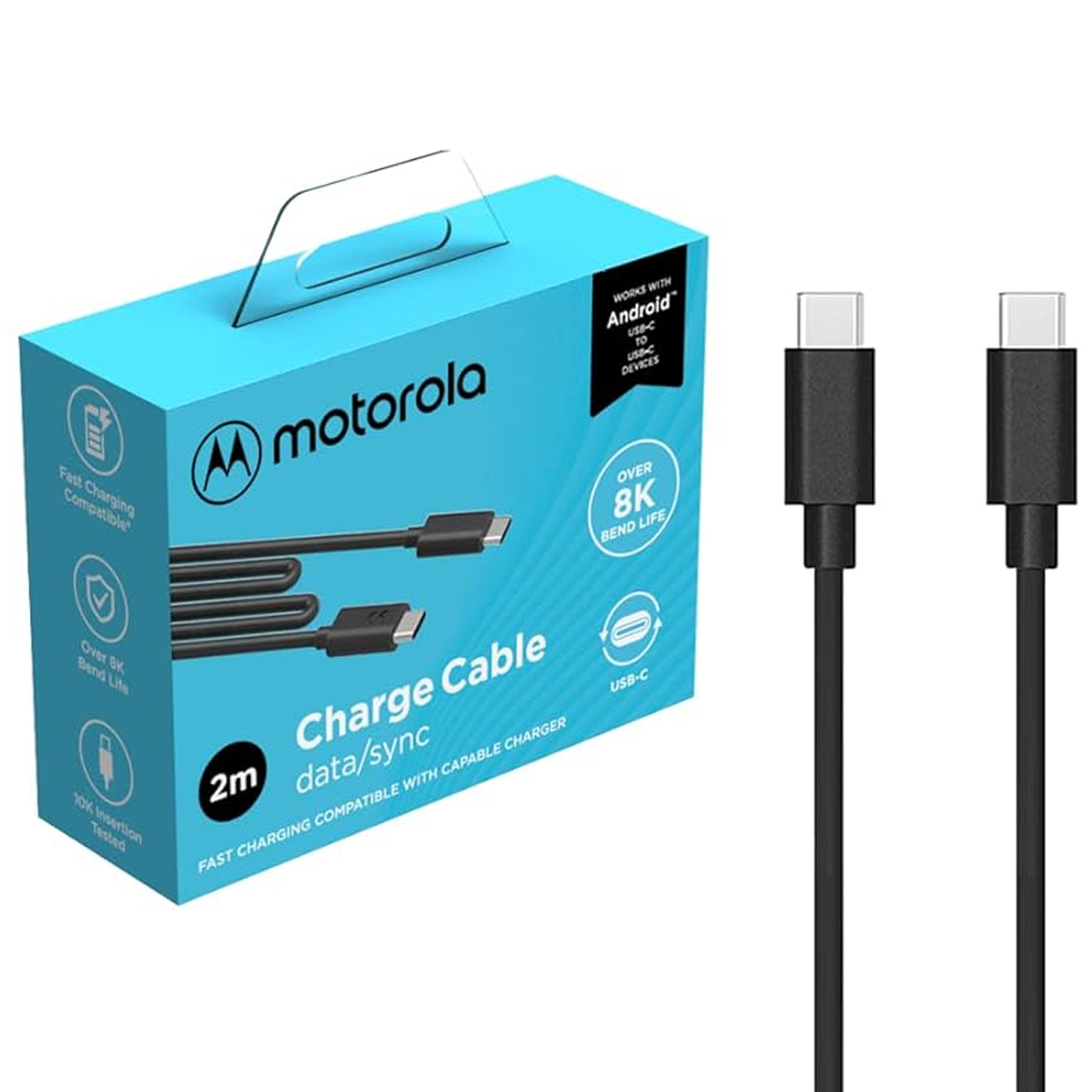 CABLE MOTOROLA TIPO-C A TIPO-C DE CARGA RÁPIDA 2 METROS - 1