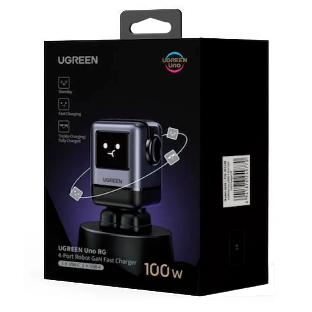 UGREEN CARGADOR ROBOT 100W + CABLE CARITA 100W 2M NEGRO - 3