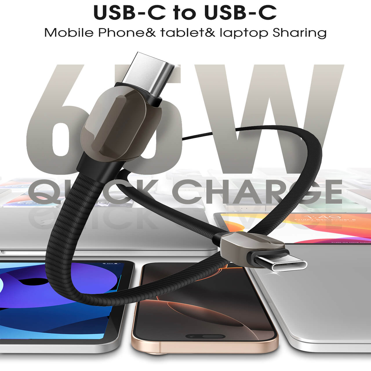 CABLE TIPO-C A C LDNIO LC211C 65W PARA LAPTOP IPADS TELÉFONOS - 3