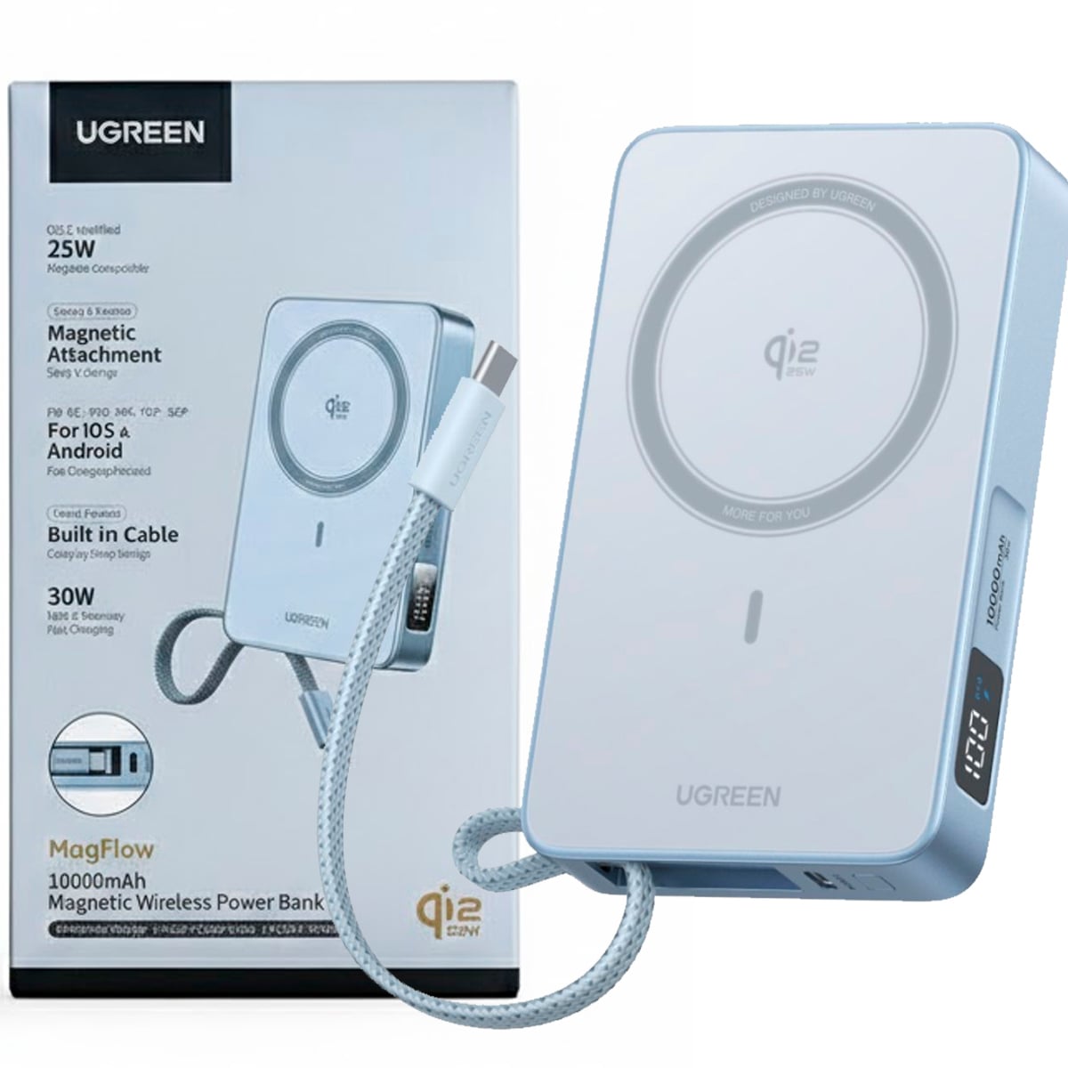 POWER BANK MAGNETICO UGREEN QI2 25W TIPO C 10000 MAH MAGFLOW - 2
