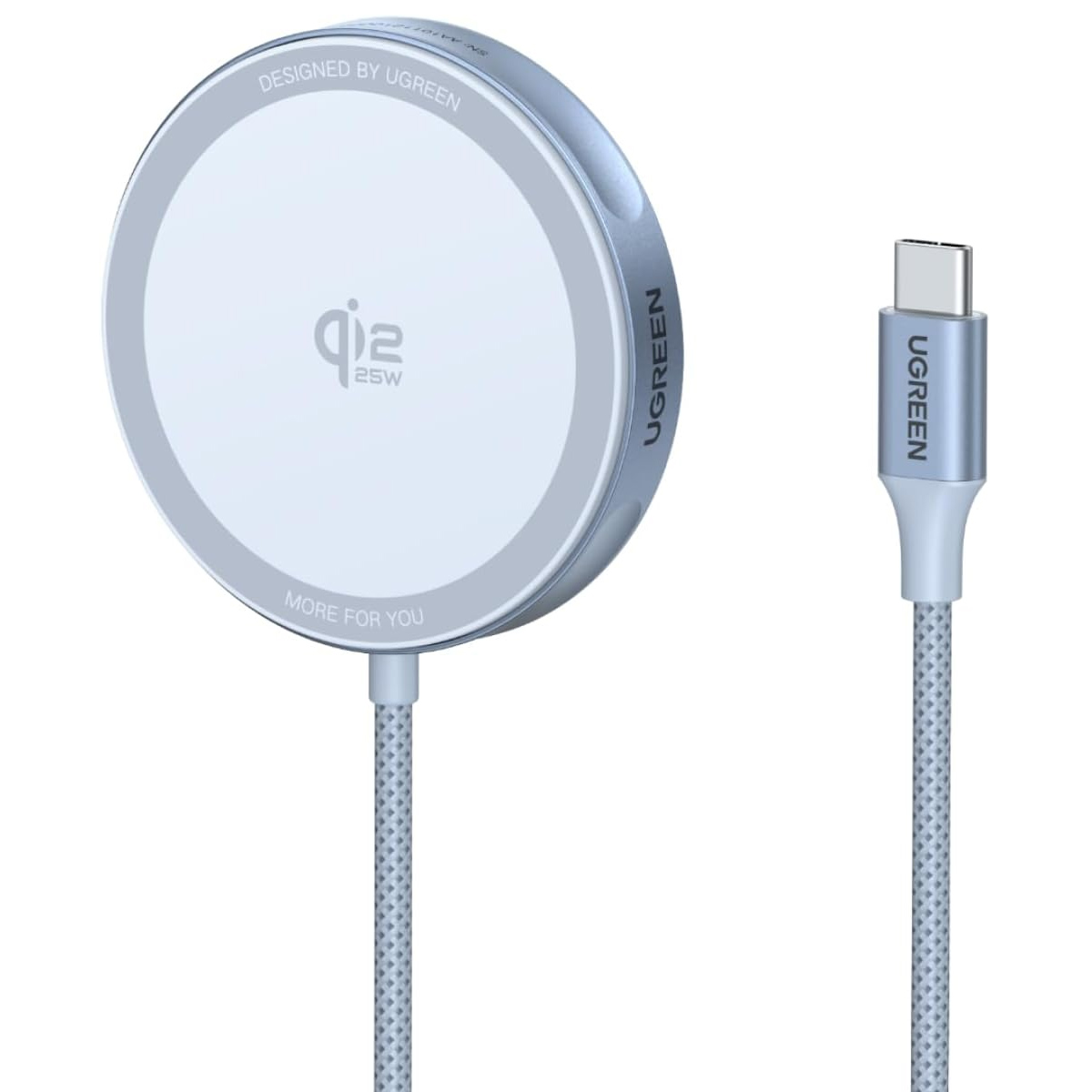 CARGADOR INALÁMBRICO UGREEN W753 MAGFLOW QI2 25W MAGSAFE CELESTE - 7