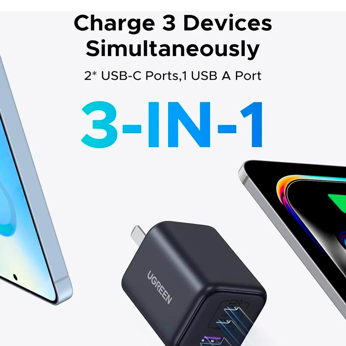 CARGADOR UGREEN 45W USB-C GAN RAPIDO IPHONE 17, IPAD, GALAXY S25 ULTRA - 4