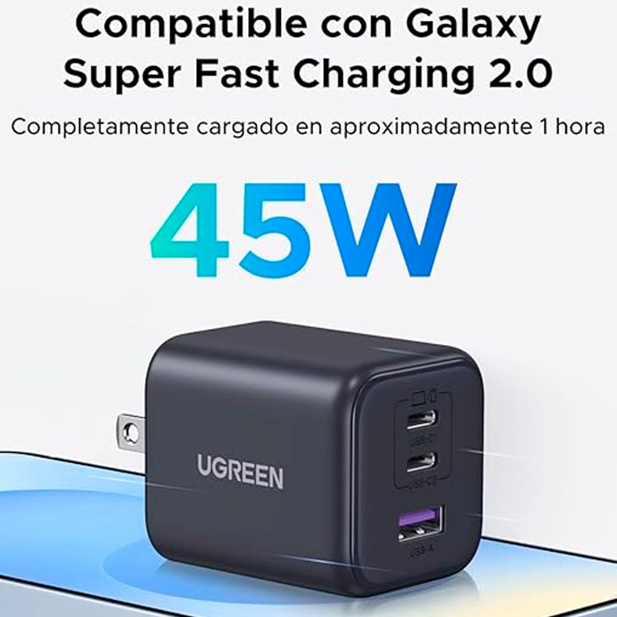 CARGADOR UGREEN 45W USB-C GAN RAPIDO IPHONE 17, IPAD, GALAXY S25 ULTRA - 5