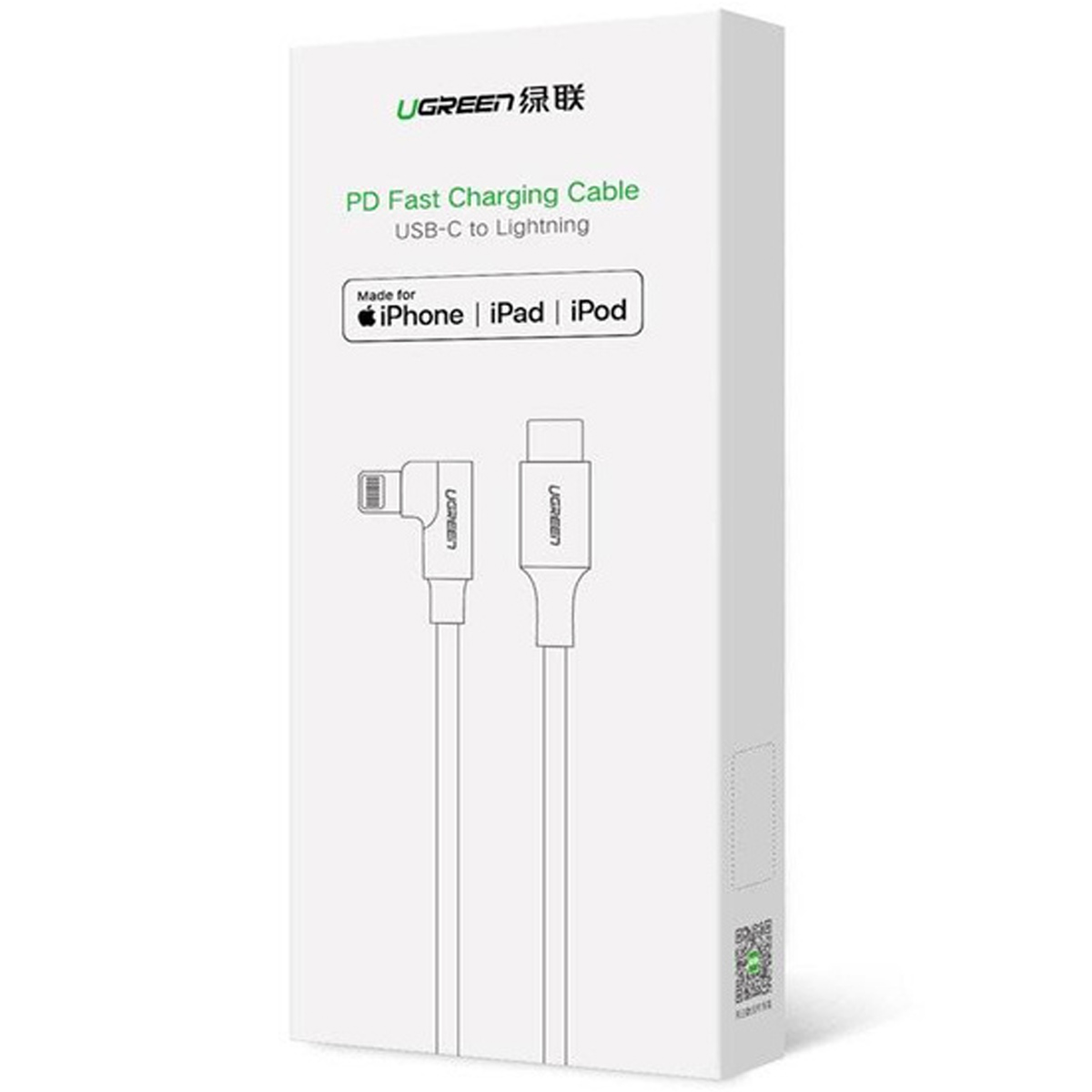 UGREEN US305 60763 CABLE USB-C A LIGHTNING 90 GRADOS MFI 1M - 5