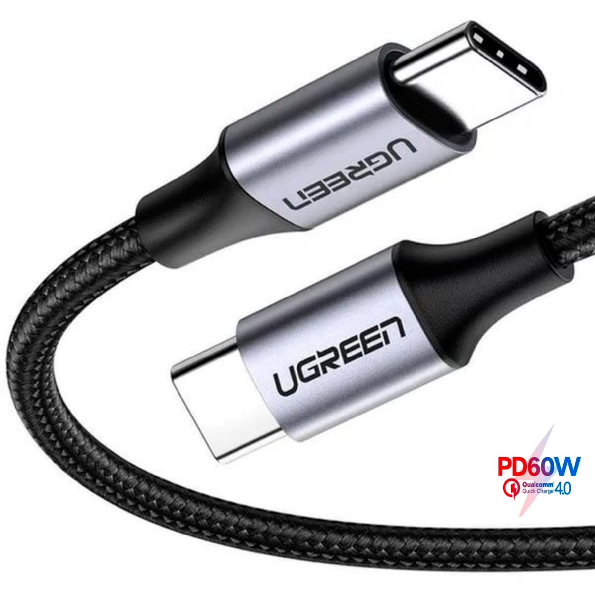 MINI CARGADOR 20W UGREEN X512 GAN + CABLE C A C 1M 60W US261 GRIS - 5