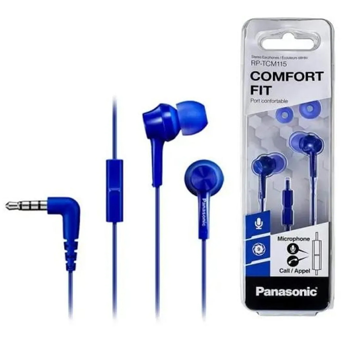 AUDÍFONOS PANASONIC RP-TCM115 CON MICRÓFONO AZUL - 2