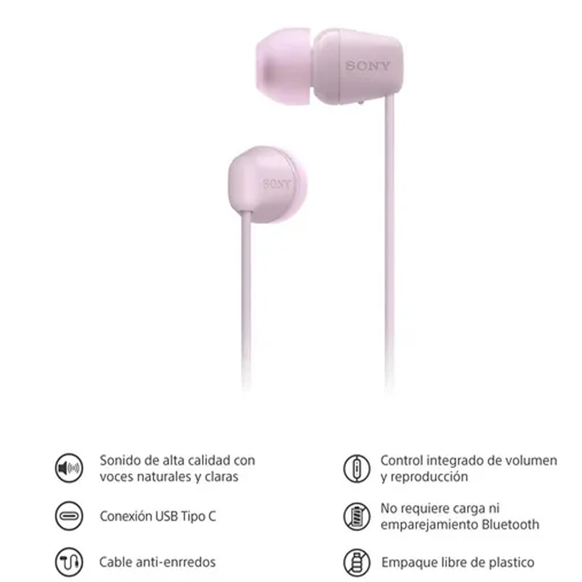 AUDÍFONOS INTERNOS USB-C CON CABLE IER-EX15C - ROSA - 2