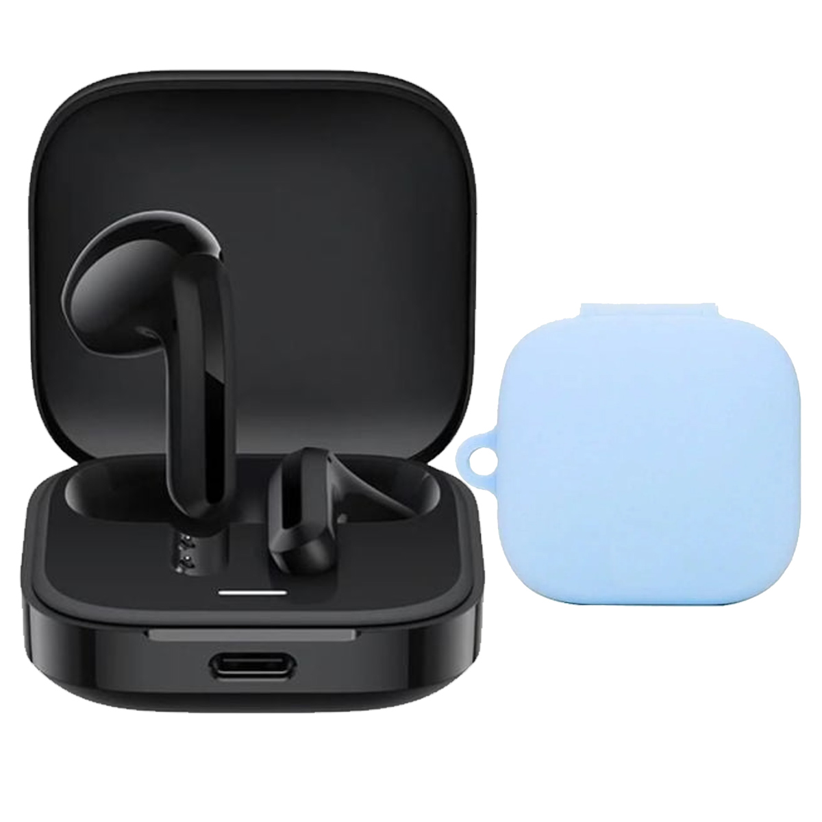 AUDIFONOS REDMI BUDS 6 ACTIVE NEGRO + CASE PROTECTOR CELESTE - 1