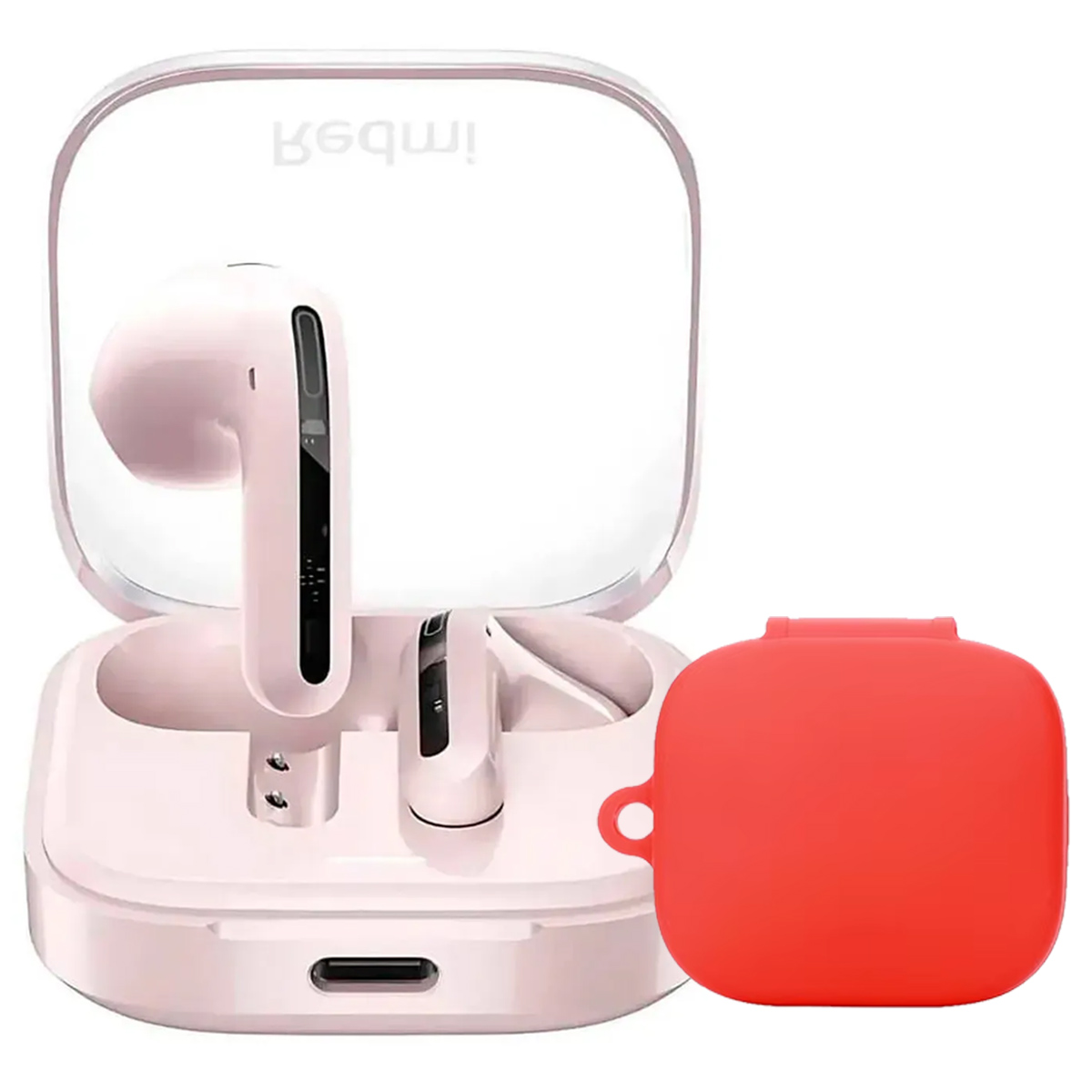 AUDIFONOS REDMI BUDS 6 ACTIVE ROSA + CASE PROTECTOR ROJO - 1