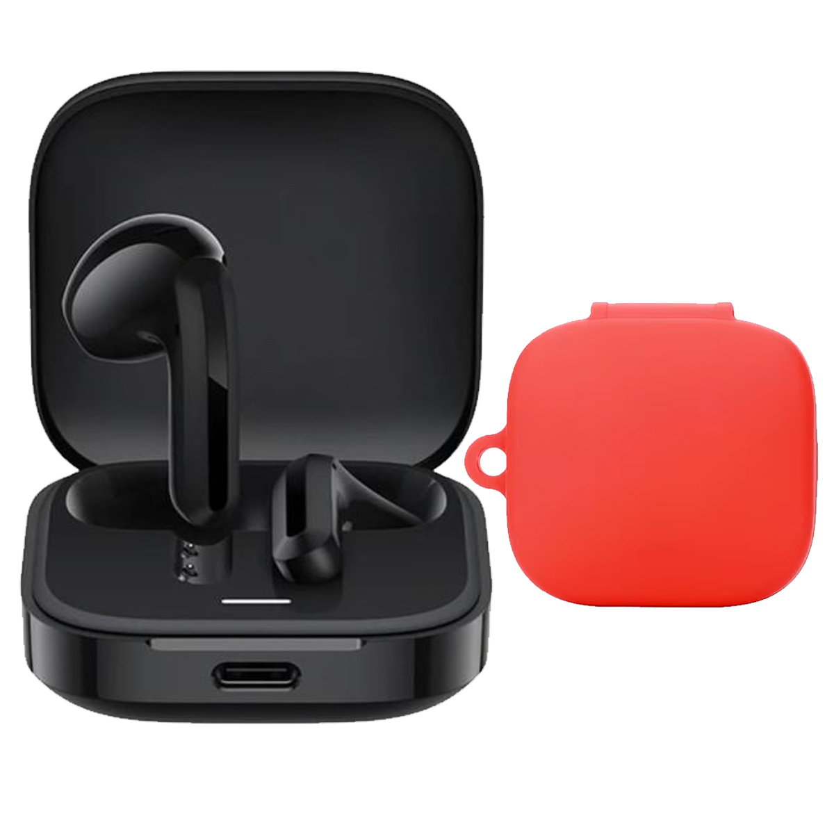 AUDIFONOS REDMI BUDS 6 ACTIVE NEGRO + CASE PROTECTOR ROJO - 1