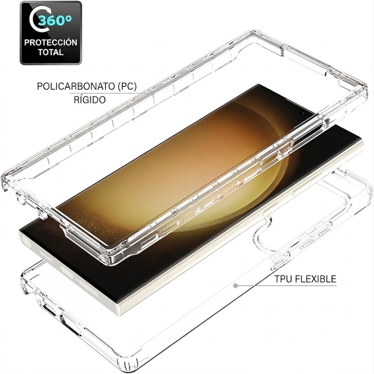 CASE 360° 3 EN 1 BUMPER SAMSUNG S26 ULTRA CLEAR - 2