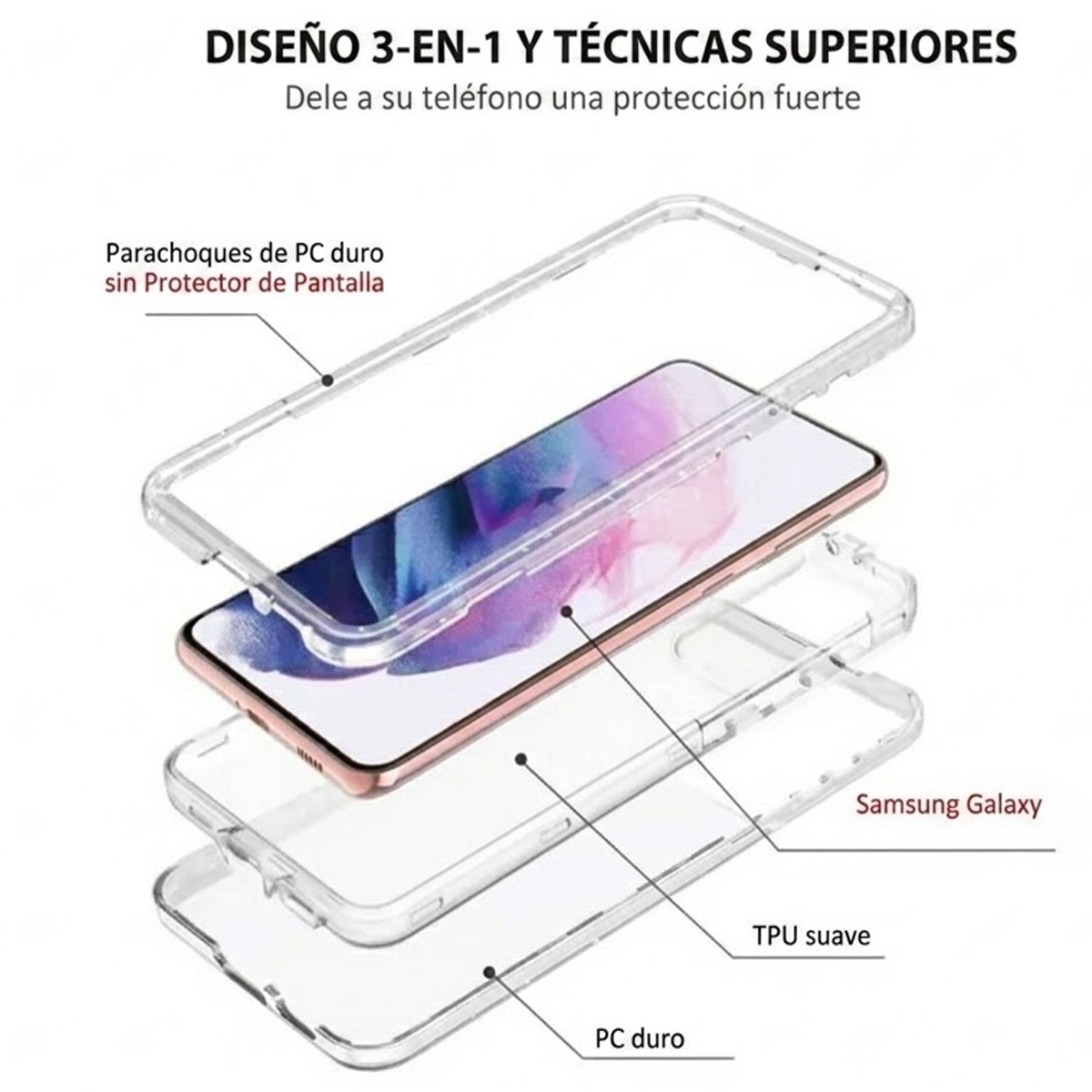 CASE 360° 3 EN 1 BUMPER SAMSUNG S26 ULTRA CLEAR - 3