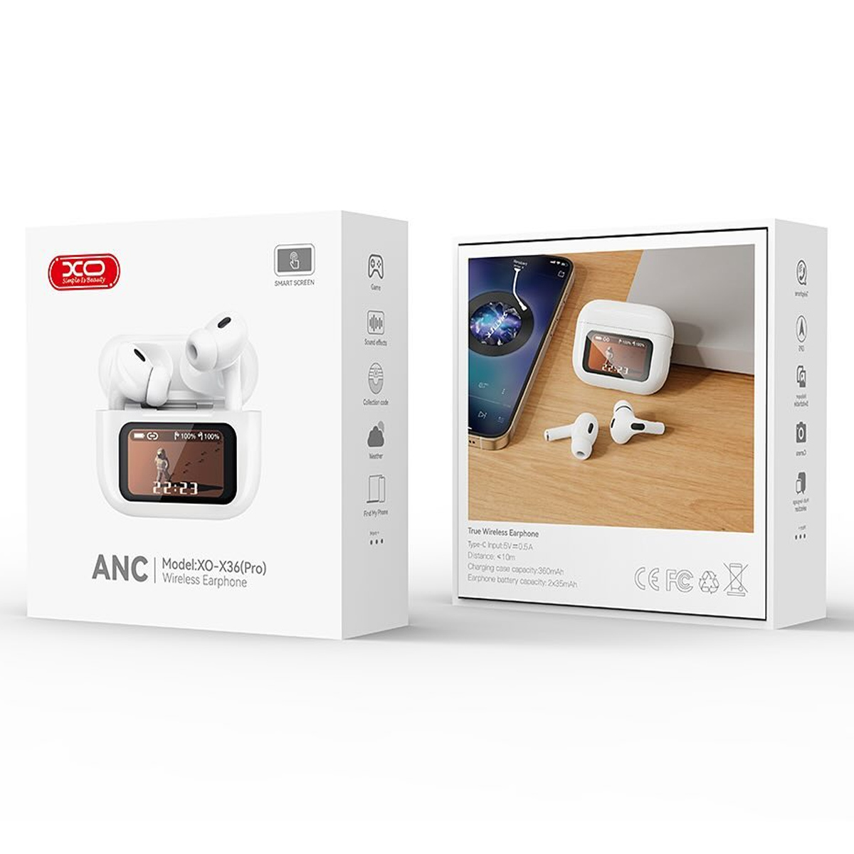 AUDÍFONOS INALÁMBRICOS CON PANTALLA TÁCTIL XO X36 PRO BLANCO - 4