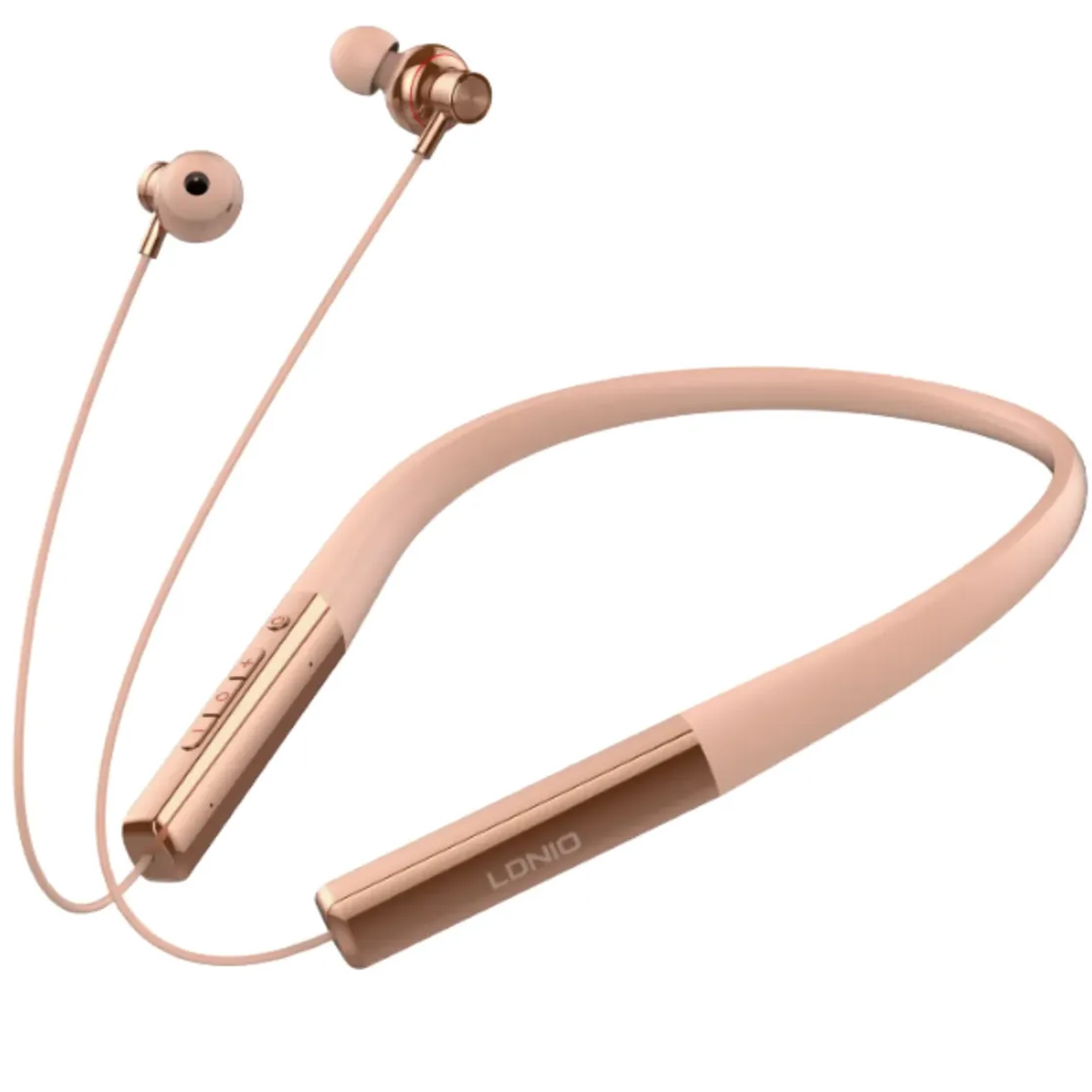 AUDIFONOS LDNIO N01 BLUETOOTH DEPORTIVOS DIADEMA CUELLO ROSA GOLD - 2