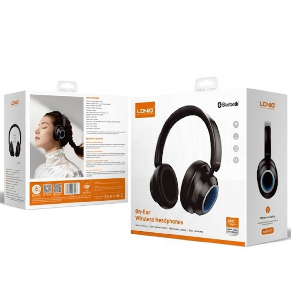 AUDIFONOS INALAMBRICOS LDNIO H01 BLUETOOTH BATERIA 130H - NEGRO - 4