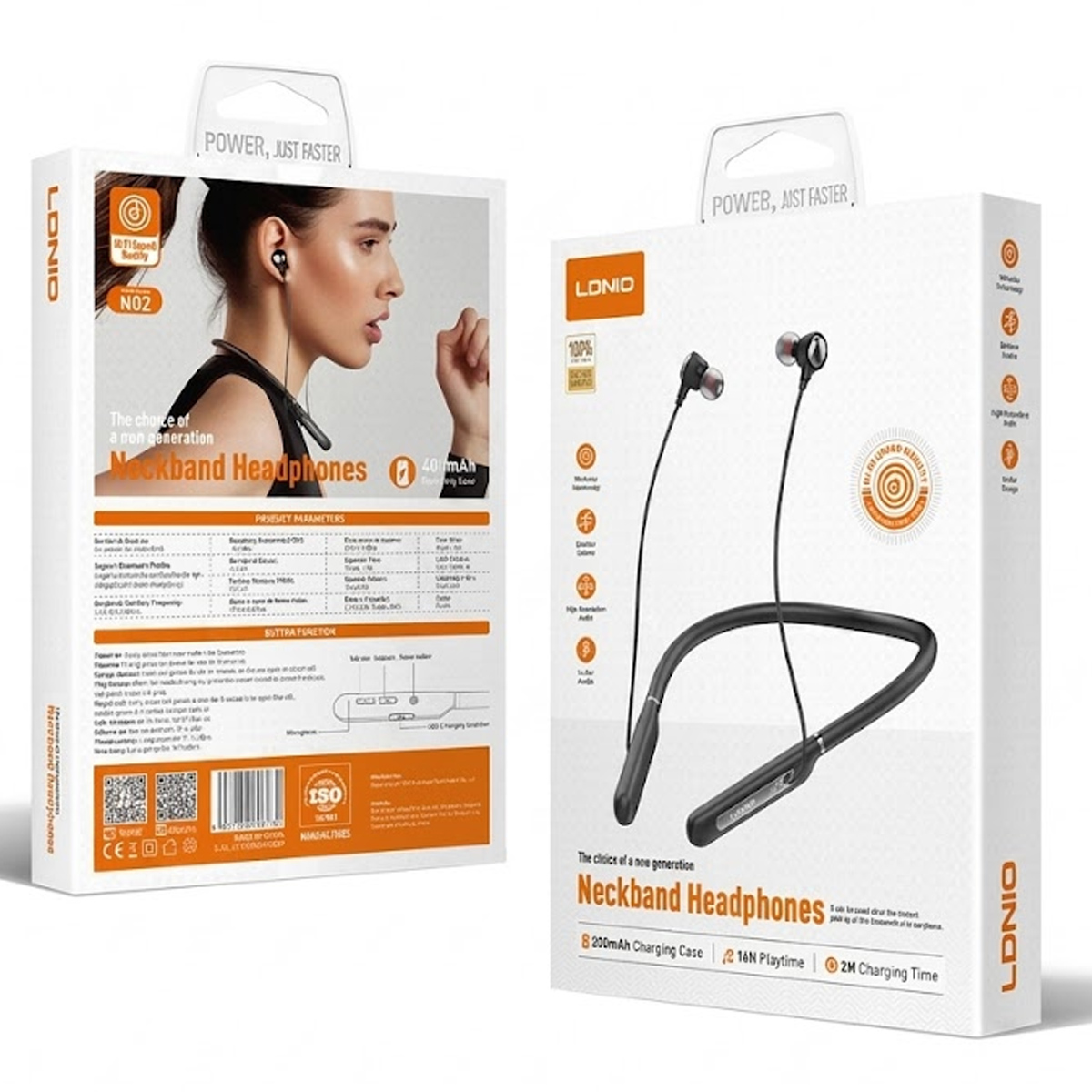 AUDIFONOS BLUETOOTH INALÁMBRICOS DEPORTIVOS LDNIO N02 - NEGRO - 4