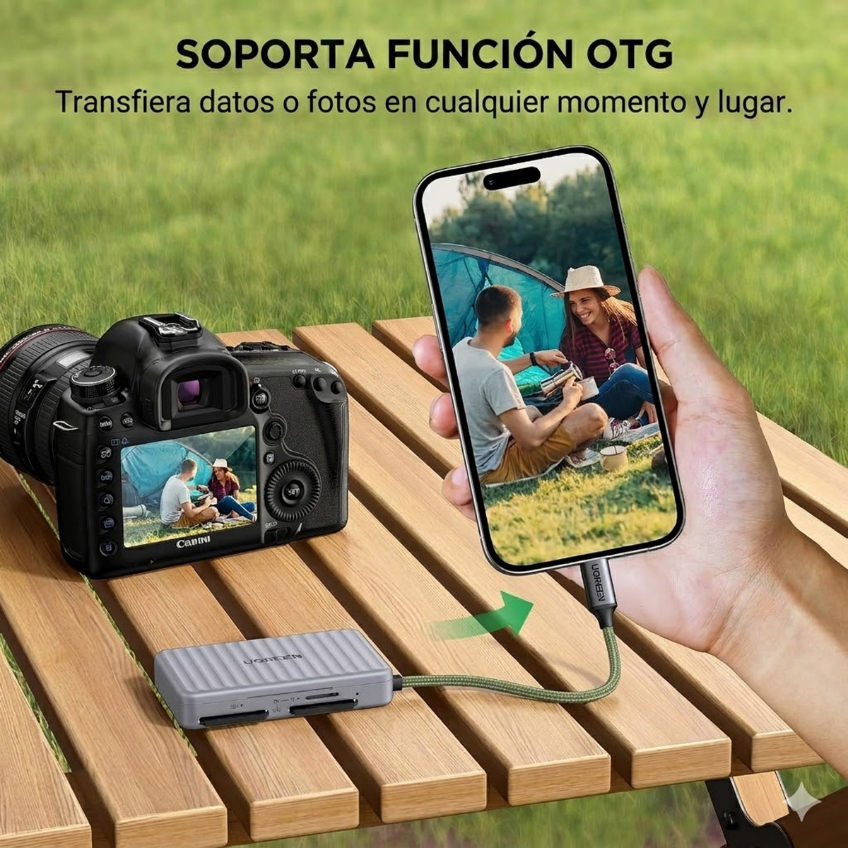 LECTOR TARJETAS SD MICRO SD UGREEN USB-C OTG ESTUCHE PORTÁTIL CM868 - 6