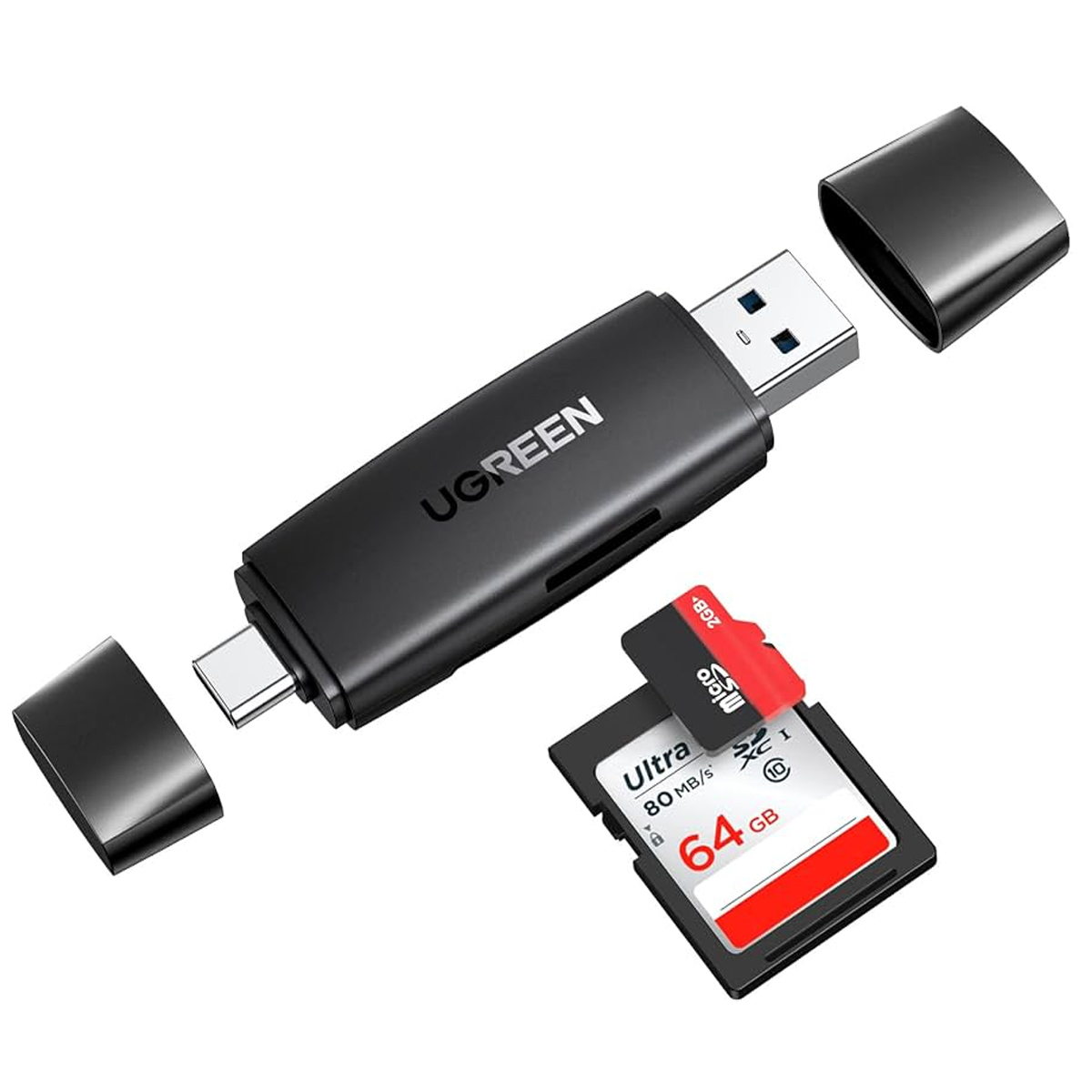 ADAPTADOR HUB LECTOR DE TARJETAS UGREEN 2 EN 1 USB-C SD MICRO SD 80191 - 1