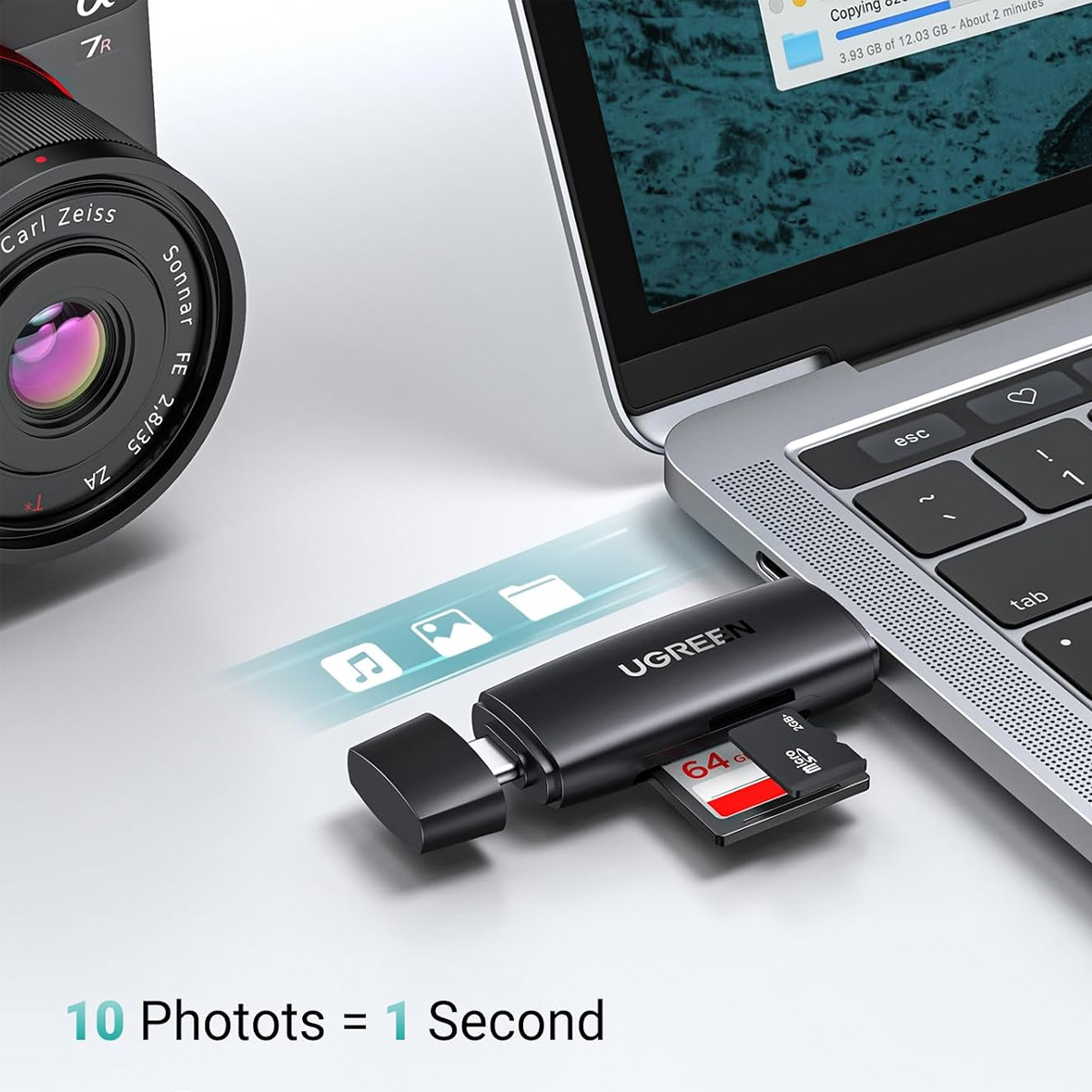 ADAPTADOR HUB LECTOR DE TARJETAS UGREEN 2 EN 1 USB-C SD MICRO SD 80191 - 3