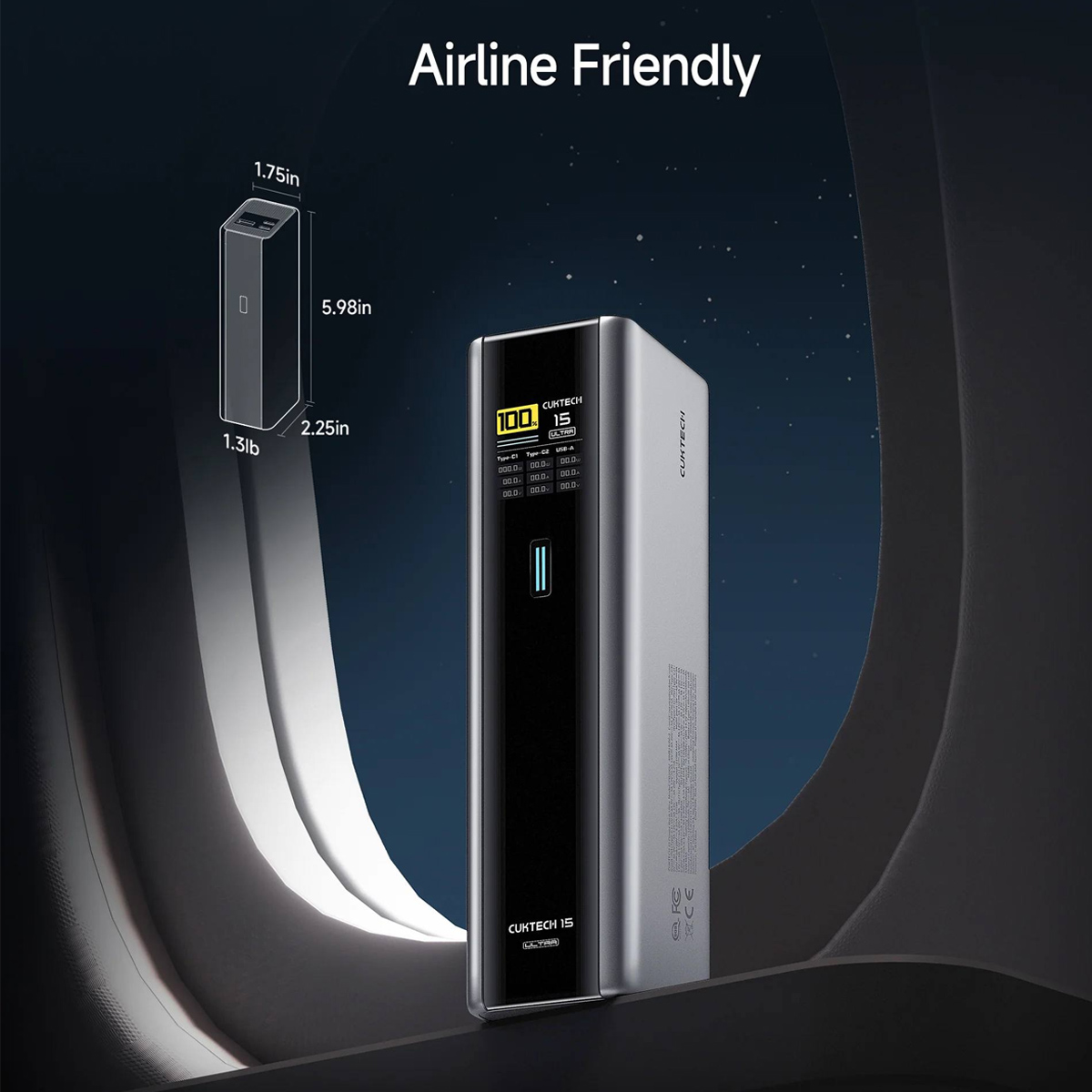 POWER BANK 20000MAH CUKTECH 15 ULTRA 3 PORTS 210W MAX PARA CELULAR Y LAPTOS OTROS - 6