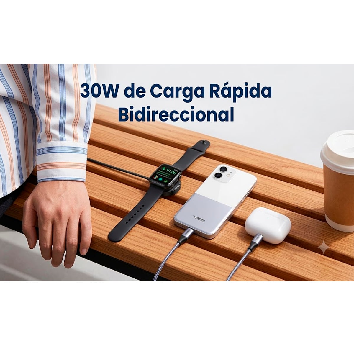 POWER BANK MAGNÉTICO UGREEN 10000MAH 30W QI2 MAGFLOW AIR PB570 - 75982B NEGRO - 5