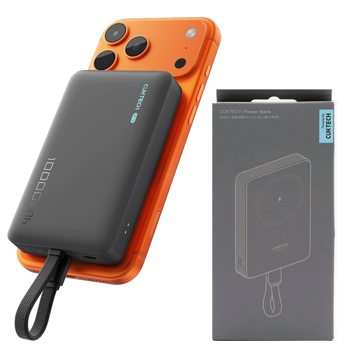 CARGADOR PORTÁTIL MAGNÉTICO 10000MAH CUKTECH CP132ML POWER BANK NEGRO - 1