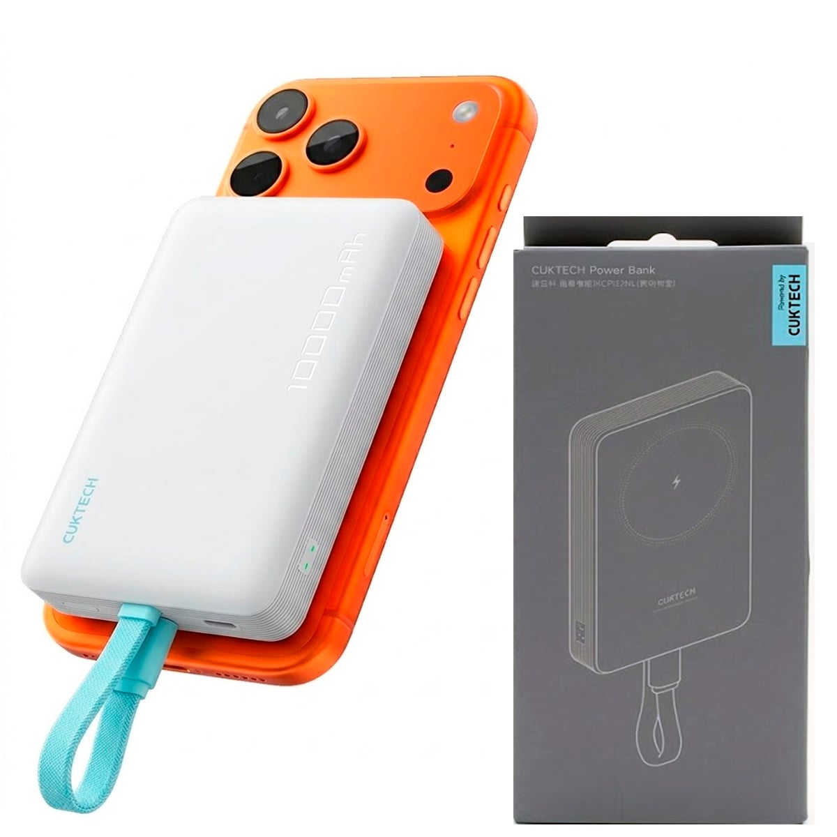 CARGADOR PORTÁTIL MAGNÉTICO 10000MAH CUKTECH CP132ML POWER BANK BLANCO - 1
