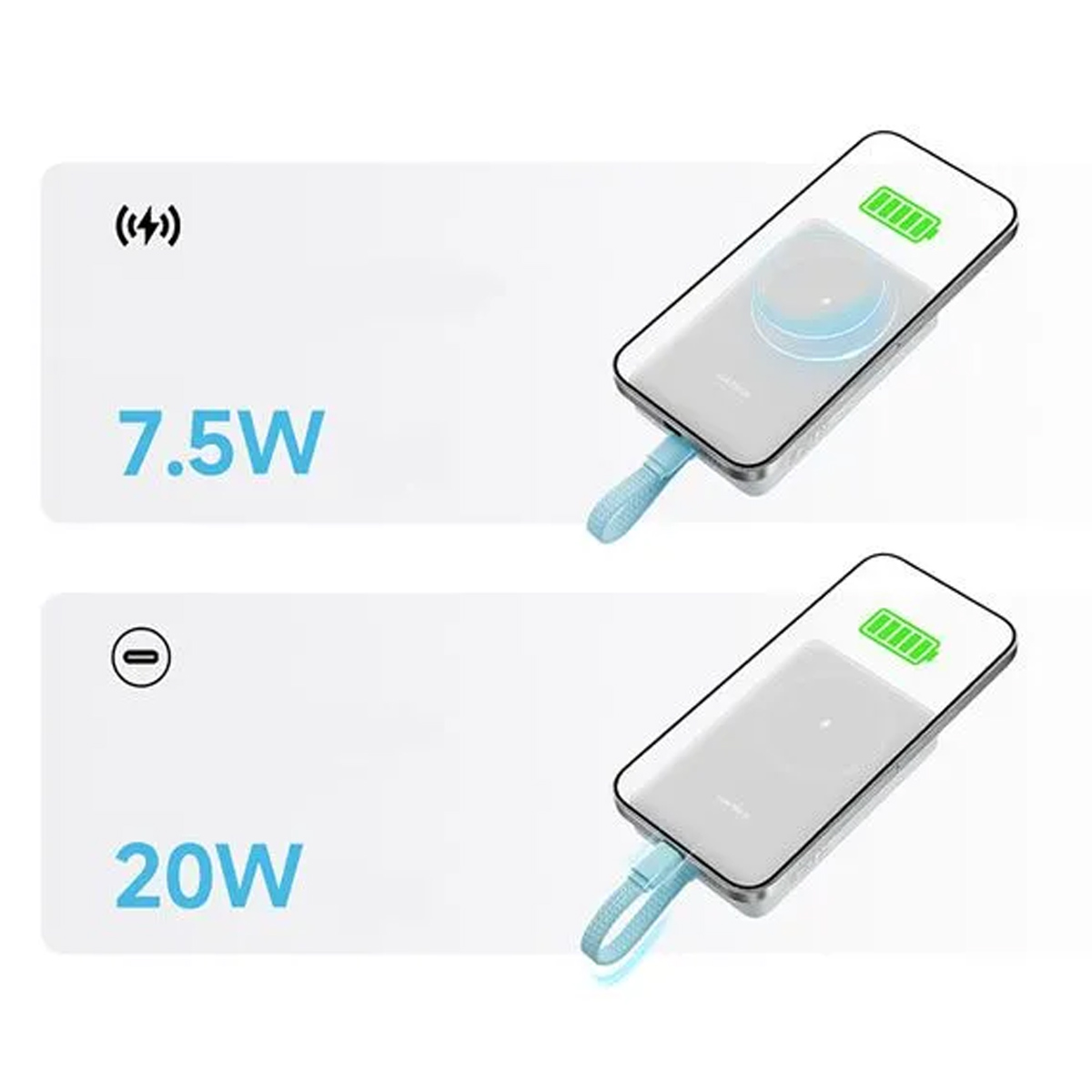 CARGADOR PORTÁTIL MAGNÉTICO 10000MAH CUKTECH CP132ML POWER BANK BLANCO - 3