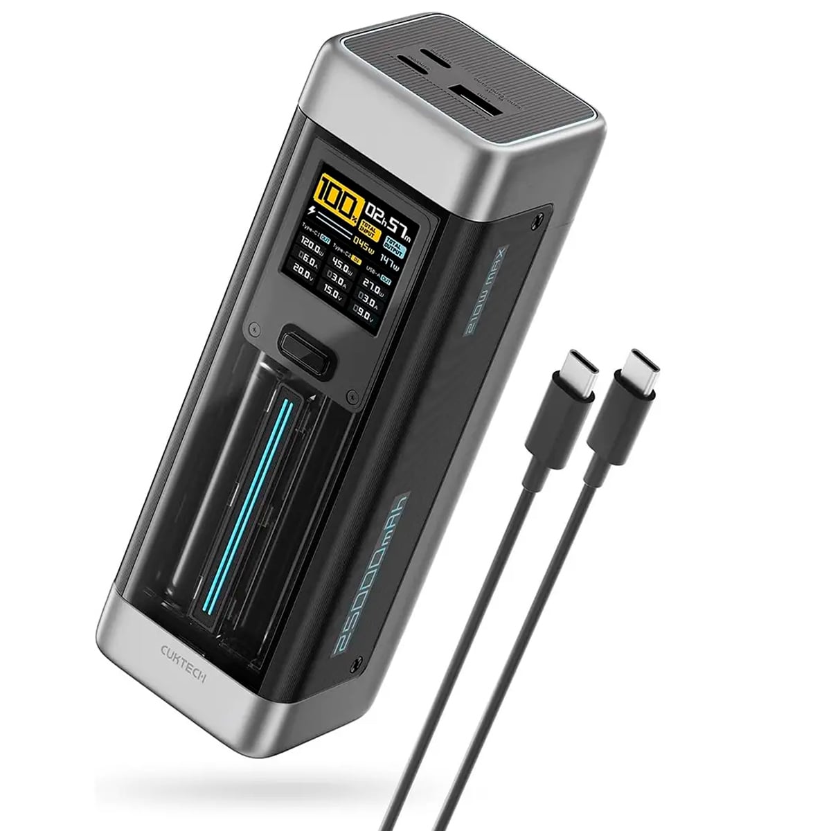 POWER BANK CUKTECH P23 210W 25000 MAH PARA LAPTOP Y CELULAR SILVER - 1