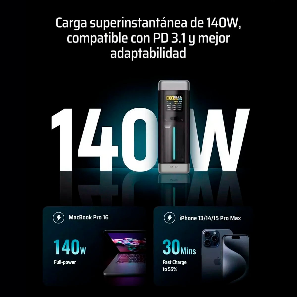 POWER BANK CUKTECH P23 210W 25000 MAH PARA LAPTOP Y CELULAR SILVER - 2