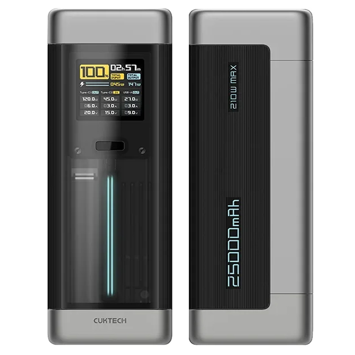 POWER BANK CUKTECH P23 210W 25000 MAH PARA LAPTOP Y CELULAR SILVER - 4