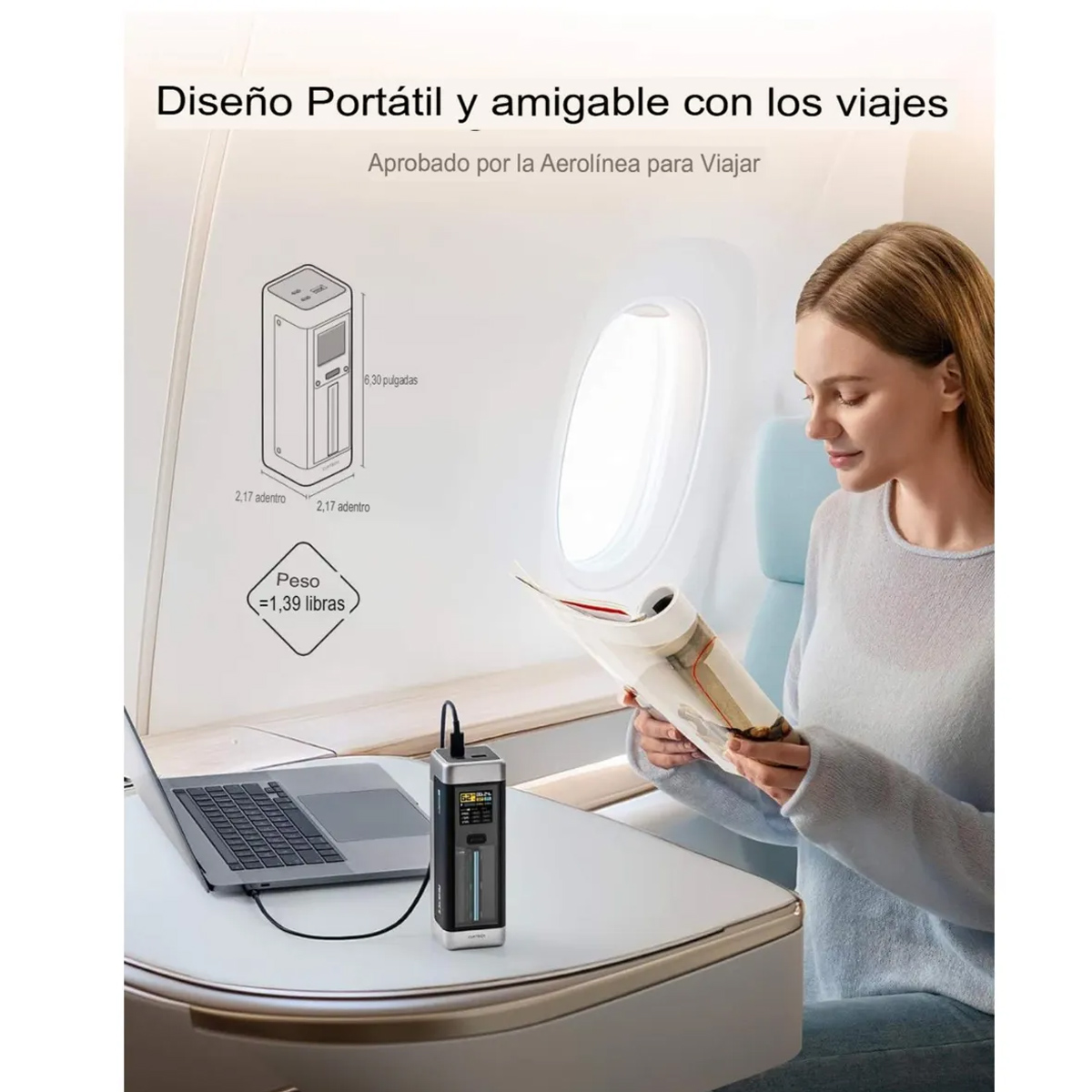 POWER BANK CUKTECH P23 210W 25000 MAH PARA LAPTOP Y CELULAR SILVER - 6