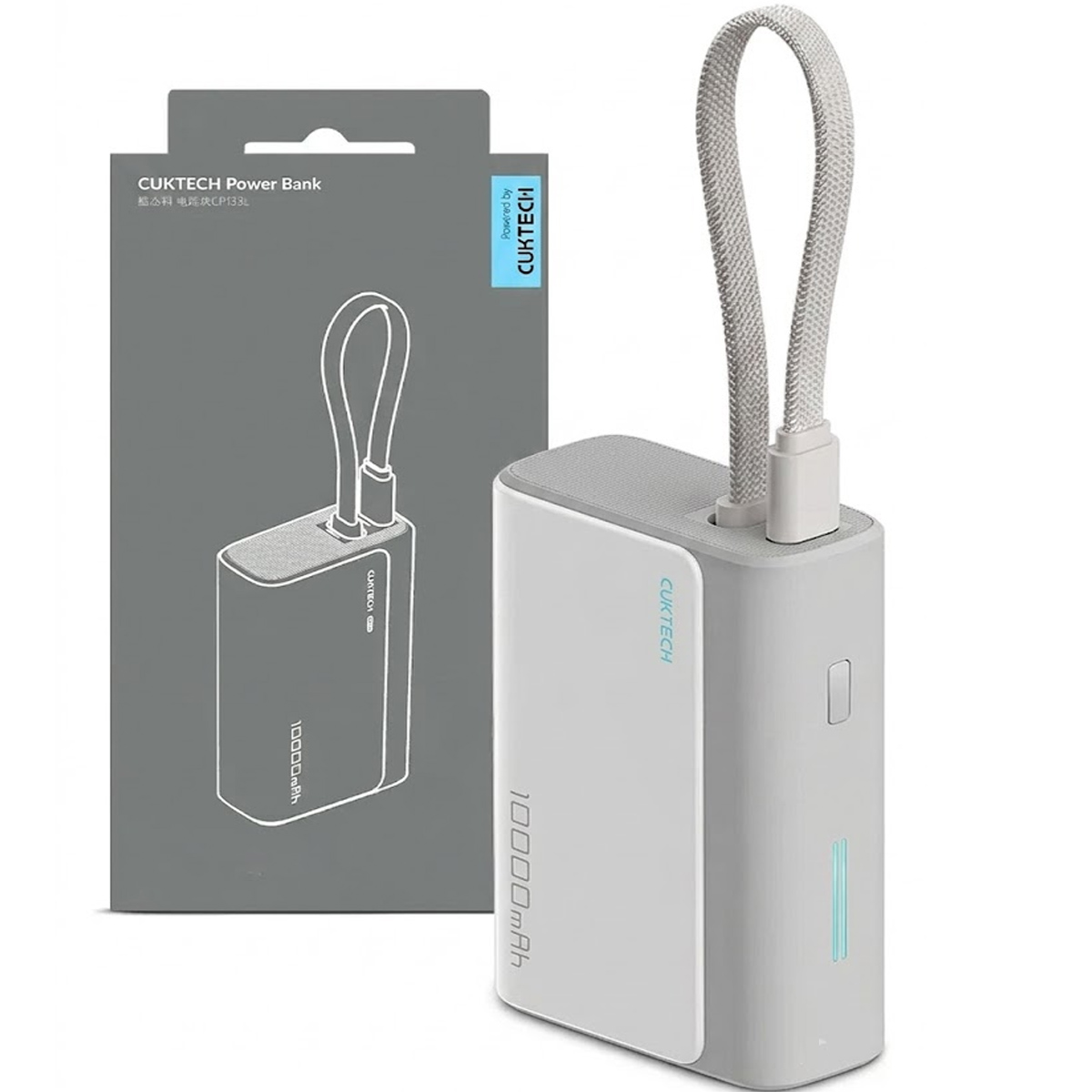 POWER BANK CUKTECH 33W 10000 MAH CABLE INTEGRADO TIPO C - BLANCO - 1