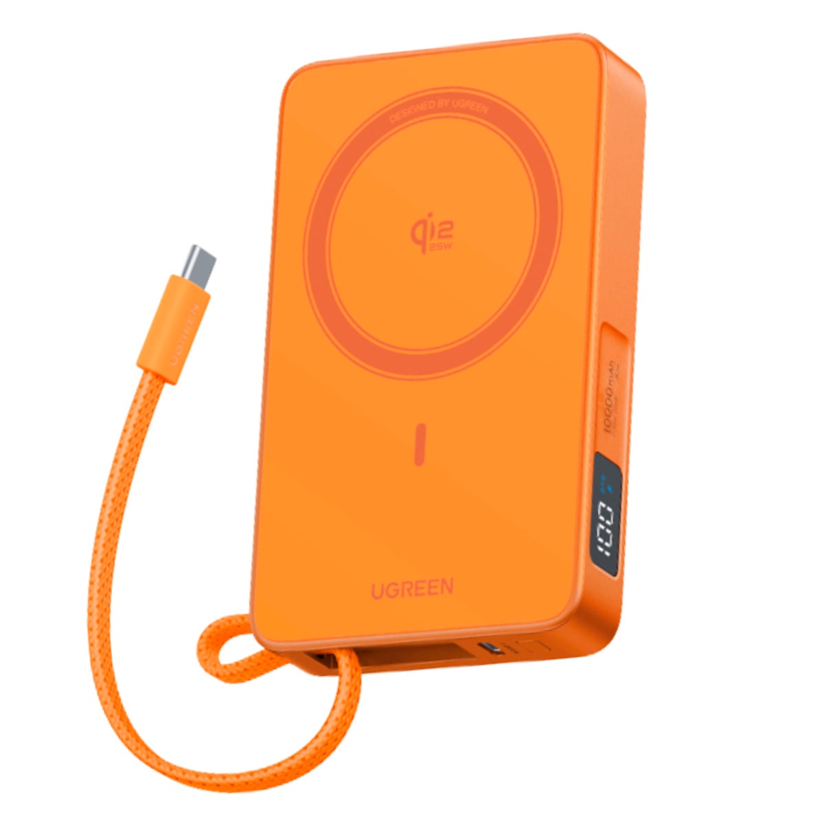 POWER BANK UGREEN PB773 MAGFLOW 10000MAH QI2 25W INALÁMBRICO - NARANJA - 2