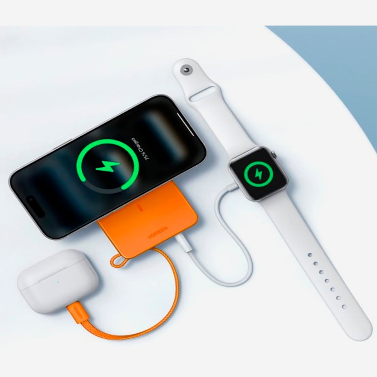 POWER BANK UGREEN PB773 MAGFLOW 10000MAH QI2 25W INALÁMBRICO - NARANJA - 5