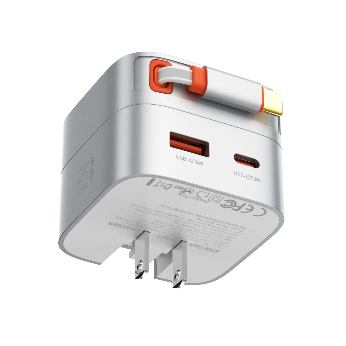 CARGADOR LDNIO Q10 45W CON CABLE USB-C INTEGRADO PARA ANDROID, LAPTOP MACBOOK, OTROS - 3