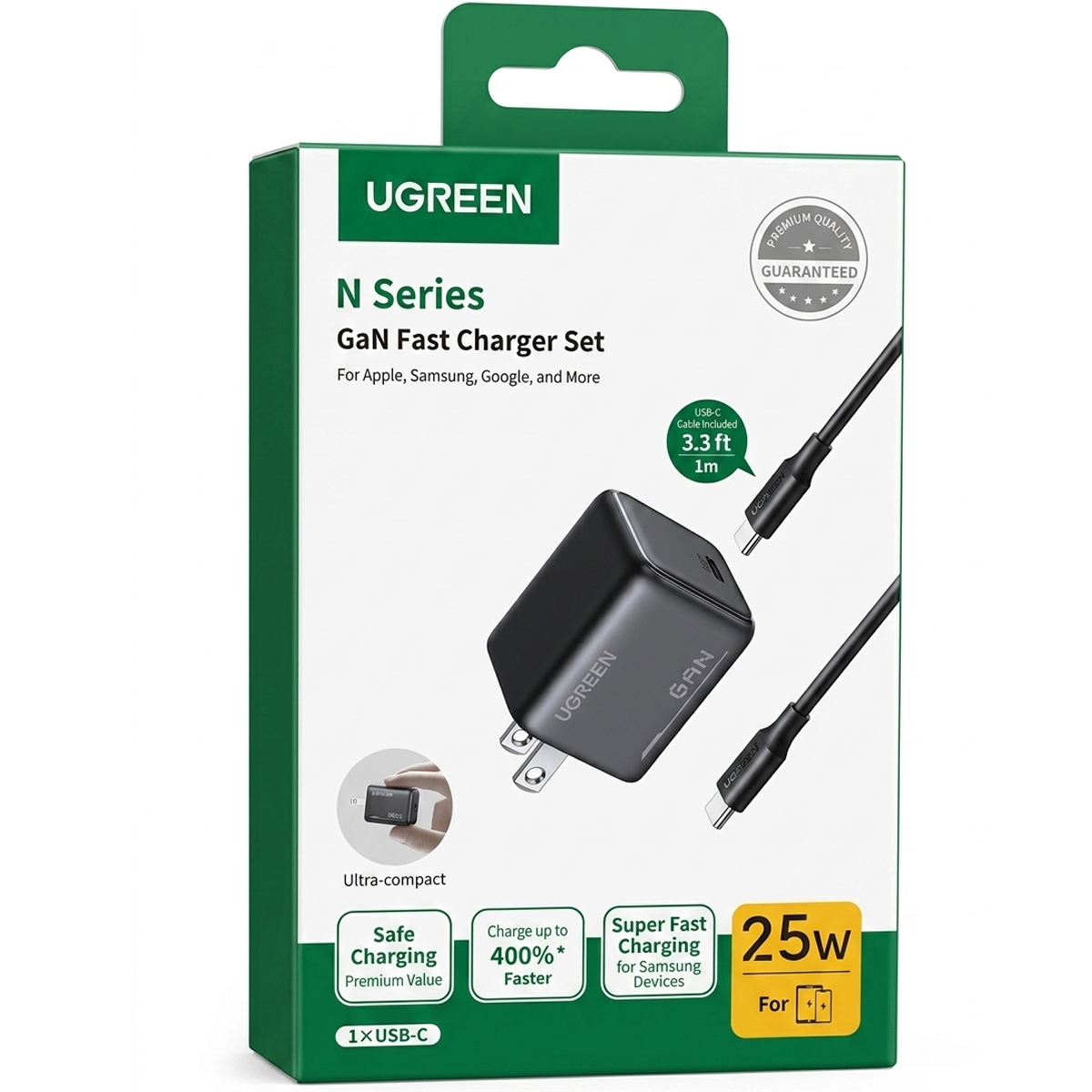 CARGADOR RÁPIDO UGREEN X517 GAN 25W TIPO C PARA IPHONE SAMSUNG XIAOMI - 2